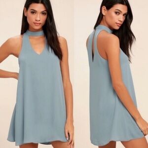 Lulus Groove Thing Slate Blue Swing Dress - Small